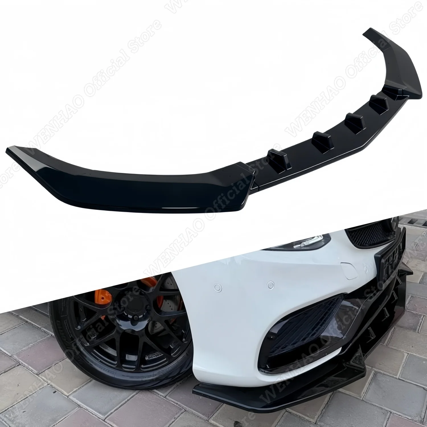 Gloss Black Car Front Bumper Lip Spoiler For Mercedes Benz W212 S212 E Class Facelift 2013 2014 2015 Body Kit Tuning Splitter