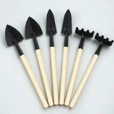 2 set mini set di attrezzi da giardino con manico in legno, rastrello a pala piccola per bambini, kit di cazzuola per piantare leggere per bambini