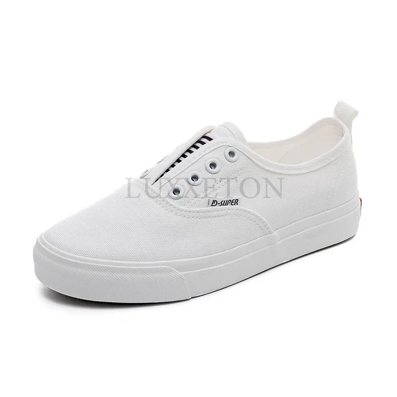 Flat Bottomed Low Cut Canvas Shoes with Elastic Bands Fashionable and Trendy Comfortable and Versatile Casual Board Shoes