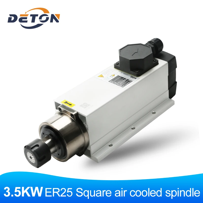 CNC Air Cooled Square Spindle Motor 3.5KW ER25 Chuck Milling Motor 4 Bearing Engraving Woodworking Cutting Machine GDF46-18Z