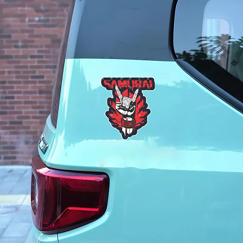 1개 독특한 사무라이 록 아이덴티티 데칼 - 전통과 록 스타일을 결합한 방수 비닐 스티커 (자동차, 노트북, 가젯용)