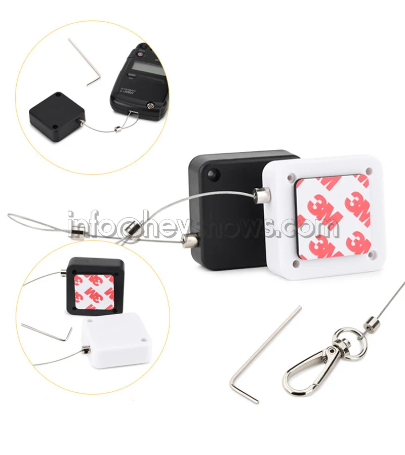 20x Telescopic Security Wire Box Square Recoiler Anti-Theft Chain with Automatic Winding Reel for Product Safety