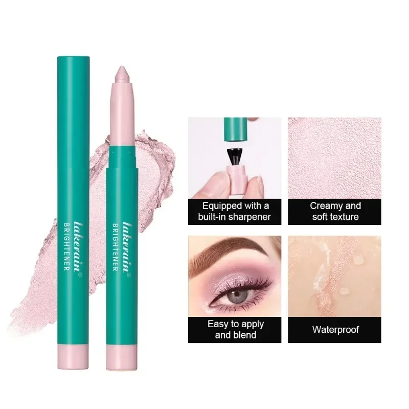 Lakerain Lazy Eye Eyeshadow Pen, Iluminamento, Fine Shimmer, Pérola, À prova d'água, Sleeper Silkworm Pen, Highlighter, 4 cores