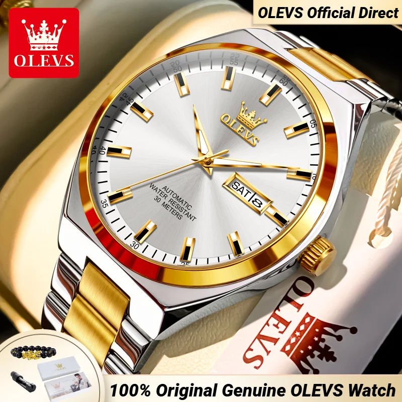 OLEVS 9907 Original Brand Watch for Men Auto Date Week Waterproof Luminous High Quality Stainless steel Man Wristwatches