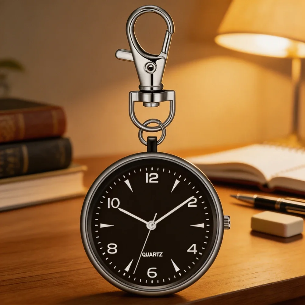 Mni Cute Quartz Pocket Watch With Keyring,Men Women Quartz Watch For Nurses Doctors Students Minimalist Watches Child Gift