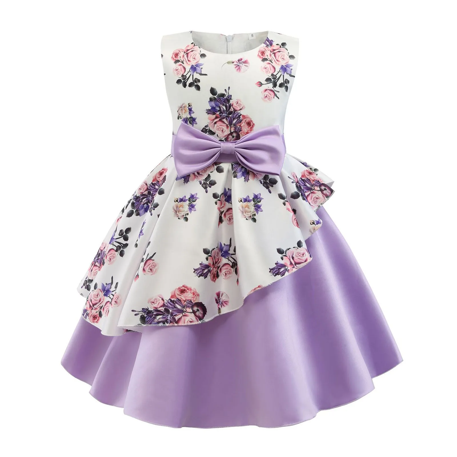 Comfortable Girls Flower Print Sleeveless Dress