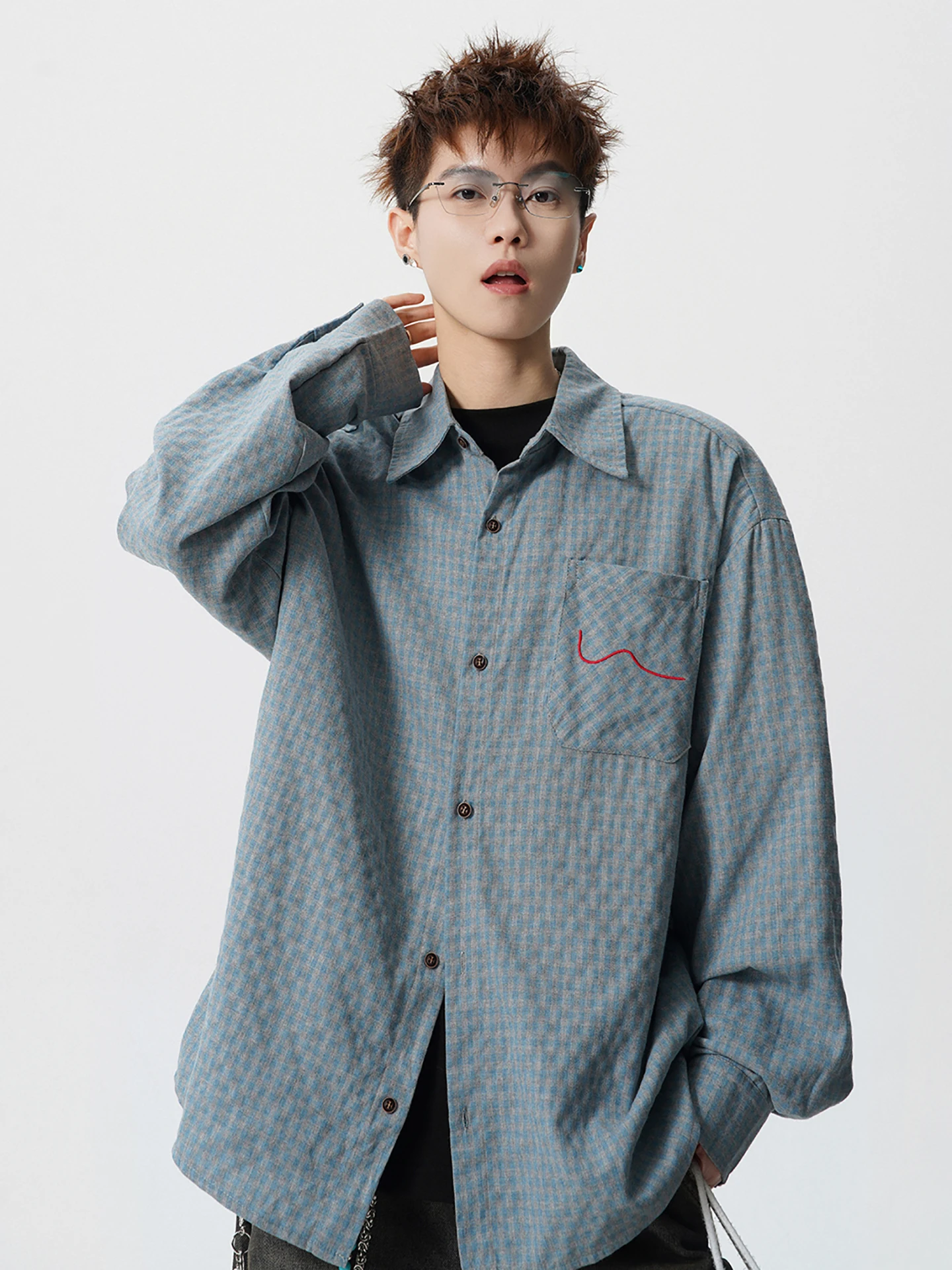 

Рубашка Boyue в корейском стиле, в клетку, большого размера, модная, с длинным рукавом, повседневная, для мужчин и женщин, для отдыха, весна-осень