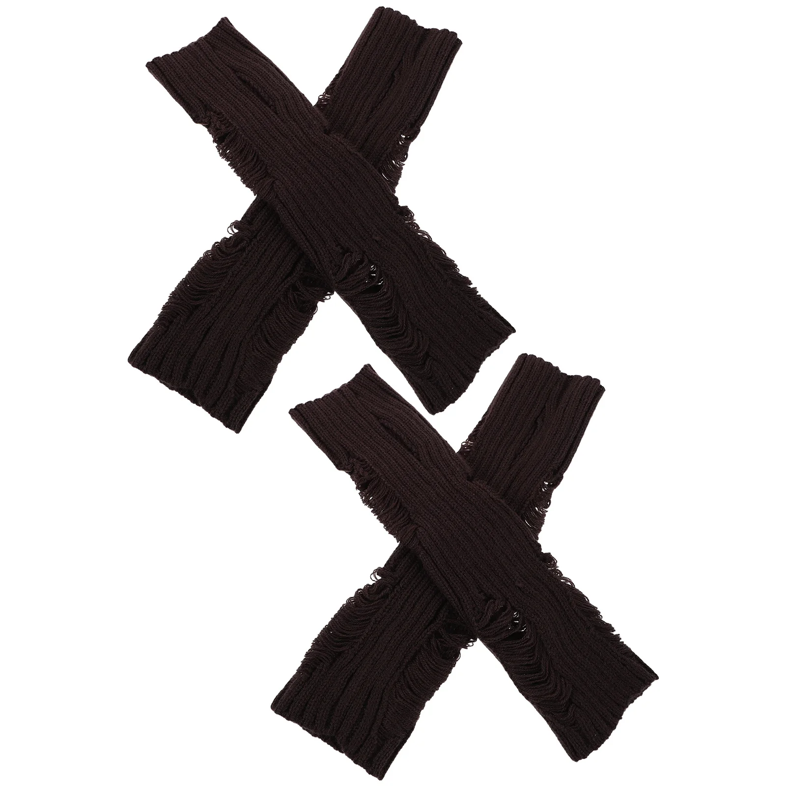 

2Pairs Punk Fingerless Gloves Women Knitted Arm Warmers Sleeves Soft Comfy Warmers for Autumn Winter Outdoor Use