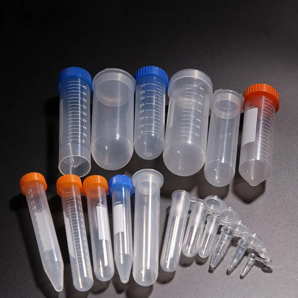 

100 Pcs PE Material Tube 15ml Capacity Screw Caps Transparent Design Hospital Equipment Scientific Experiment