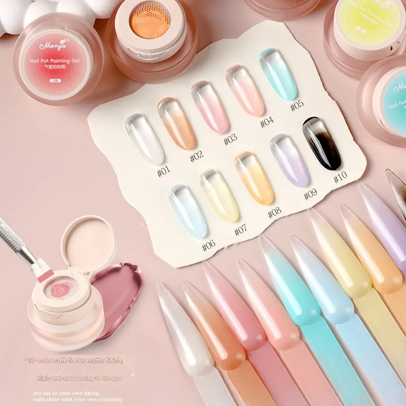5ml Cushion Patting Gel Polish Ombre Black White Peach Painting Gel French Nail Blush Blooming UV/LED Nail Cushion Gradient Gel