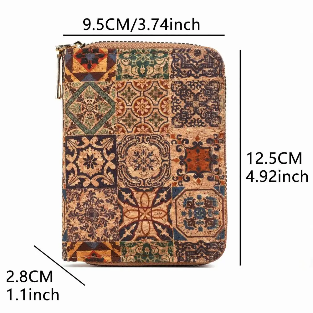 Portable Retro Short Wallet PU Leather Bohemian Style Coins Purse Multifunctional Multi Card Slots Card Bag