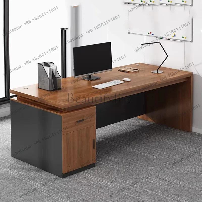 

Офисный стол FG11 Executive из дерева с ящиками, современный дизайн, большой офисный стол, минималистичный декор, скандинавский стиль, модная мебель