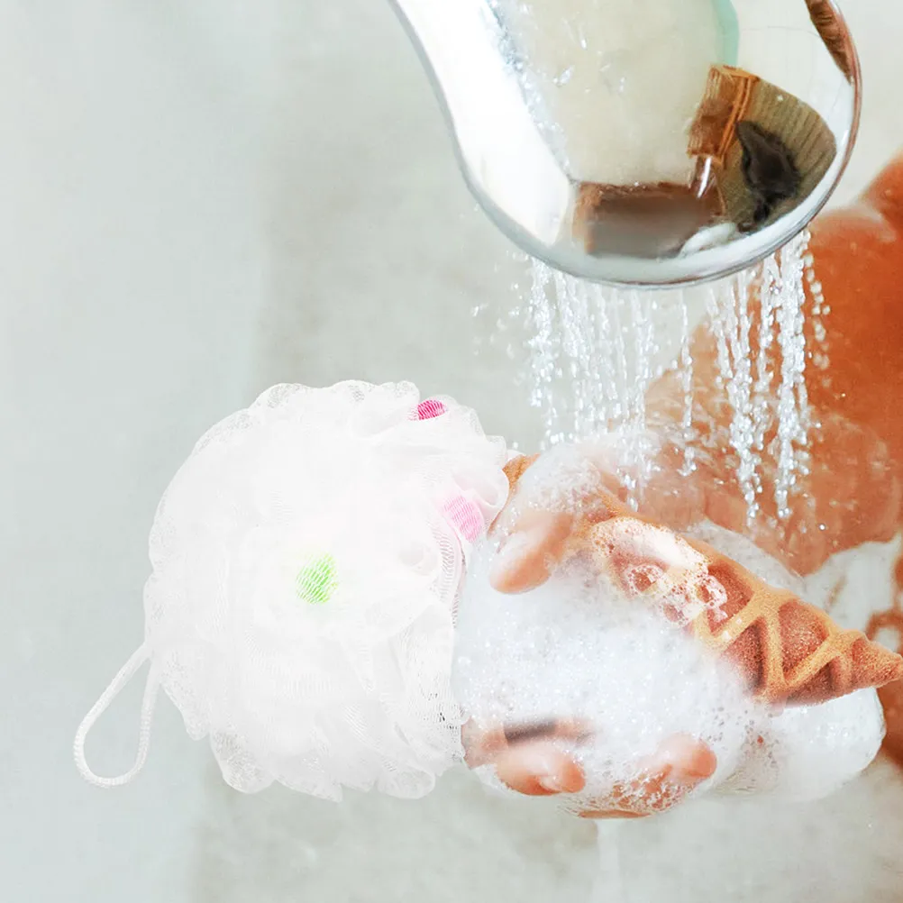 

4Pcs Ice Cream Shaped Bath Shower Loofahs Soft Exfoliating Body Scrubber Sponge Kids Foam Shower Puff Bath Balls