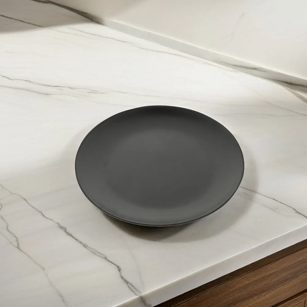 

2Pcs Black Dinnerware Plates Versatile Round Serving Trays for Bbq Sushi Cake Catering Events Non Slip Modern Design Microwave