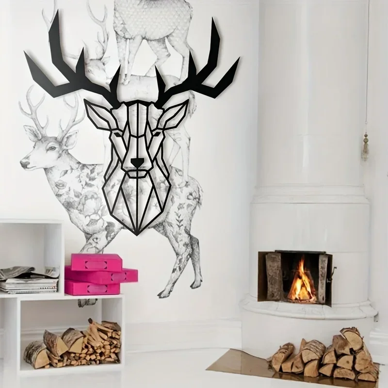 

CIFBUY Deco Deer Pattern Black Metal Wall Hanging Decor Crafts Gift for Wildlife Lovers Office Bedroom Living Room Metal Art Hom