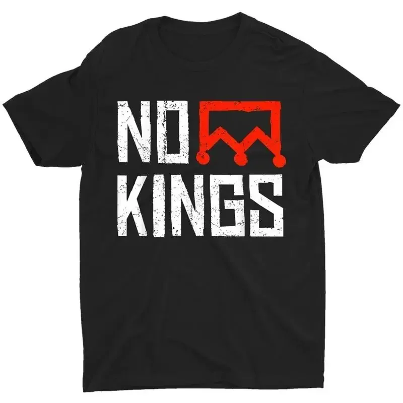 No Kings Protest Vertical Sign Nope Simple Bold Crown T Shirt