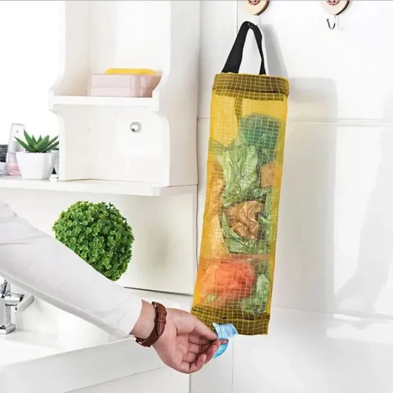 Home Grocery Bag Holder Wall Mount Plastic Bag Holder Dispenser Hanging Storage Trash Garbage Bag Kitchen Garbage Organizer - view 6