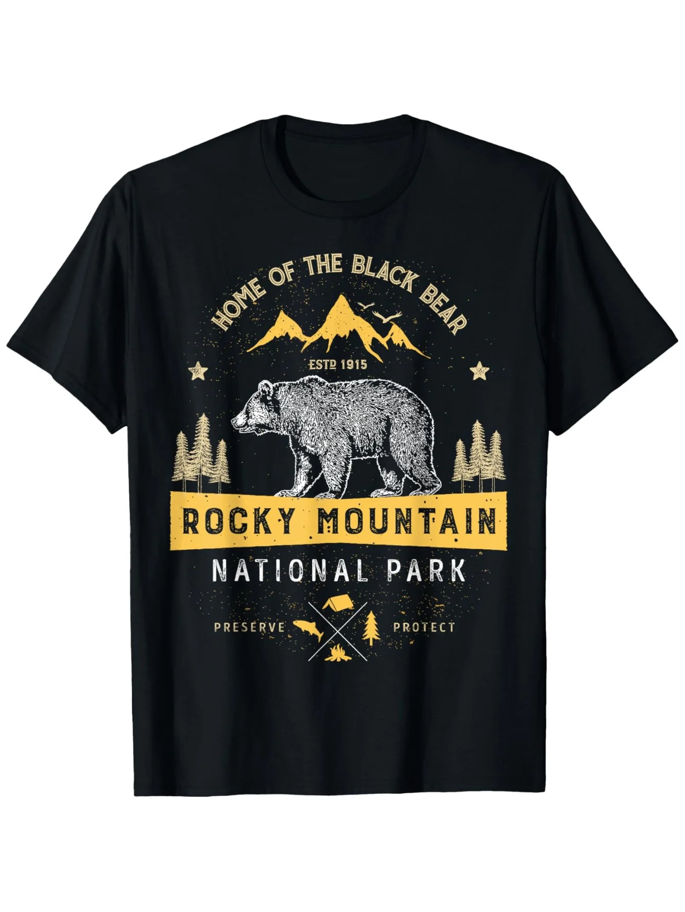 

Vintage Rocky Mountain "Home of the Black Bear" T-Shirt - Black Colorado Park Tee