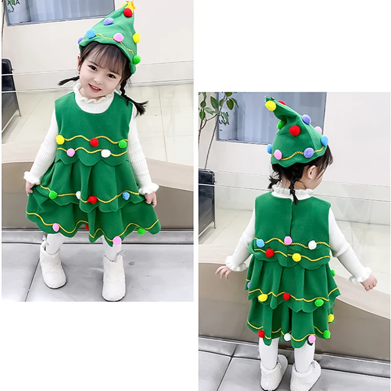 NewChristmas Tree Costume Girl Christmas Children Adult Christmas Tree Dress Adult Parent Child Christmas Role Playing Dress