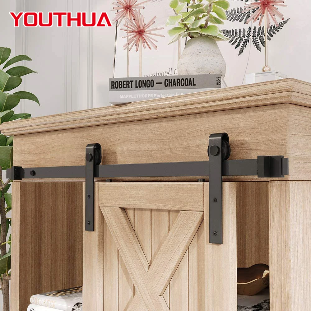 

YOUTHUA Mini Cabinet Sliding Barn Door Hardware Kit for Double Door / Single Door TV Stands Wardrobe Cabinets Furniture Slide