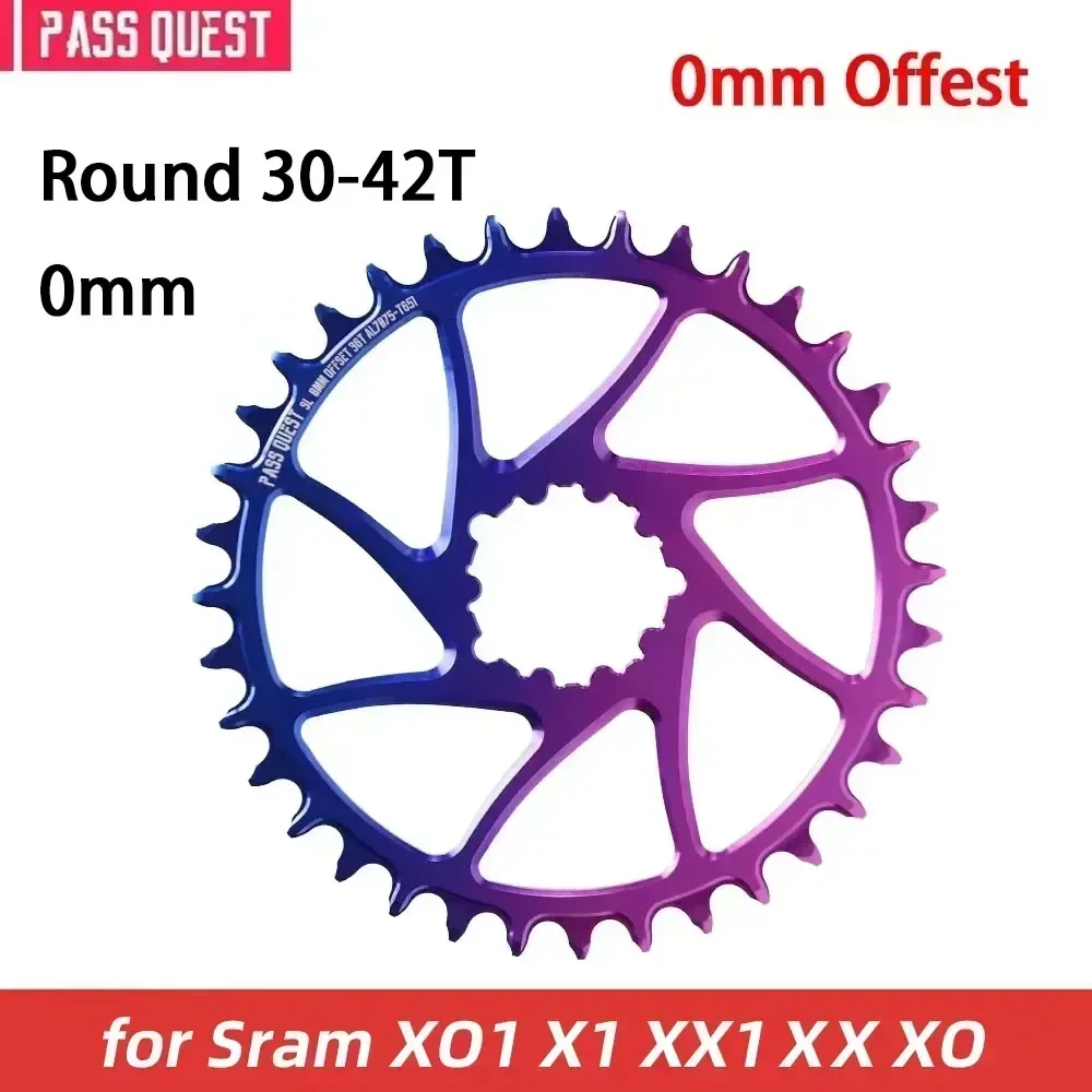 PASS QUEST 0mm Offset Chainring MTB Narrow Wide Chainwheel 30/32/34/36/38/40/42T for SRAM XX1 X1 X01 XO X9 NXSX DUB Direct Mount