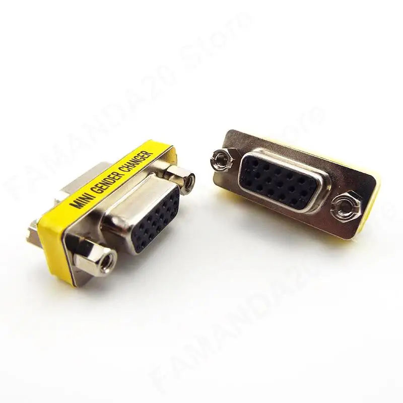 1pcs 15pin VGA / SVGA Female to Female double F to F Cable Gender Changer Adapter F/F Extender Connector Joint Serial Port N6