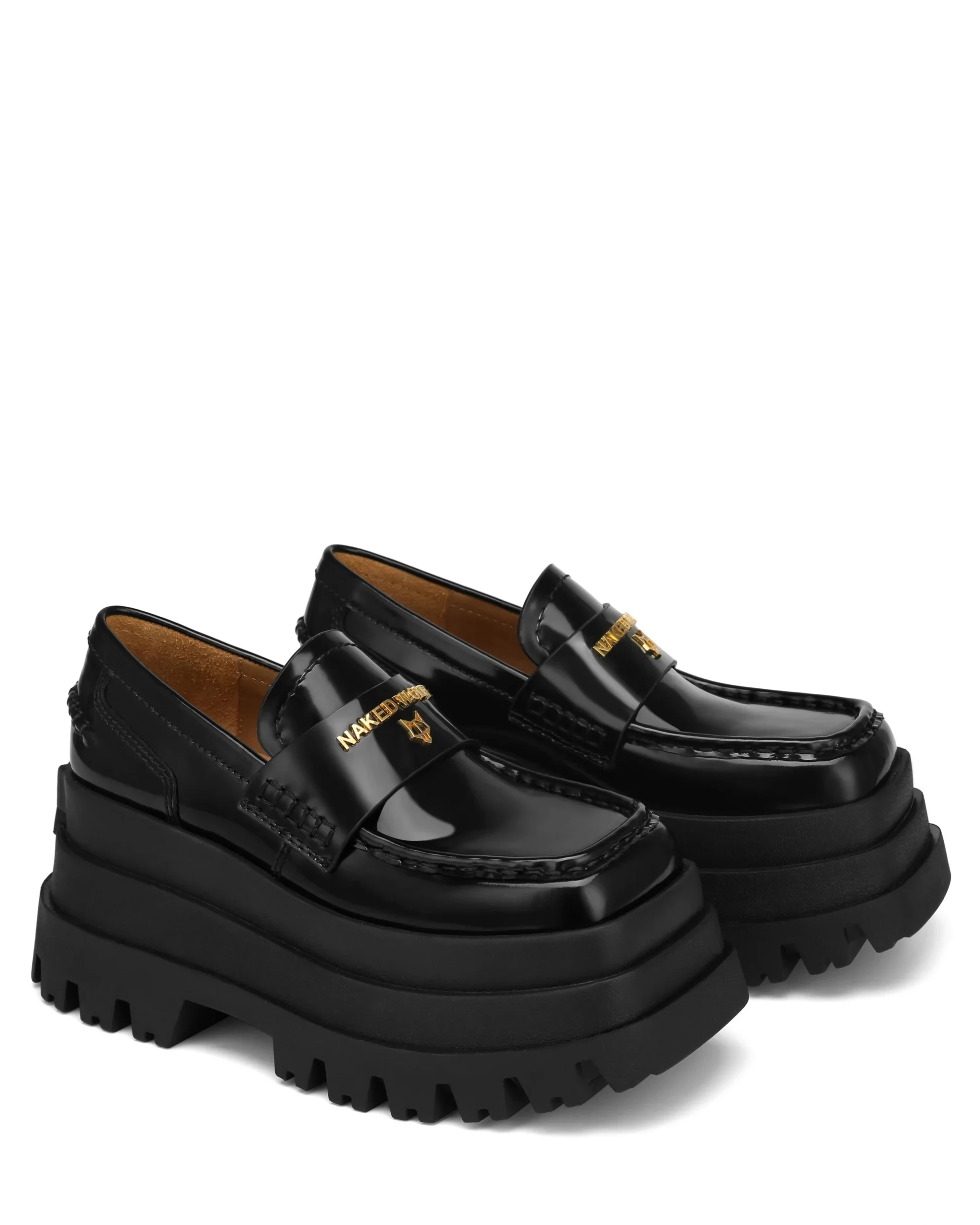 Women's Naked Shoes Wolfe Delusion Black Box Chunky Loafers Platform