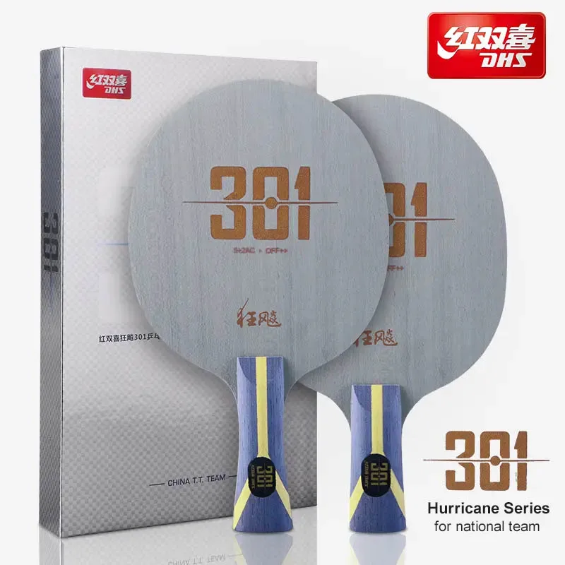 DHS Hurricane 301 H301 hoja de tenis de mesa 5, madera 2 AC, carbono ofensivo, hoja de Ping Pong para Equipo Nacional Chino