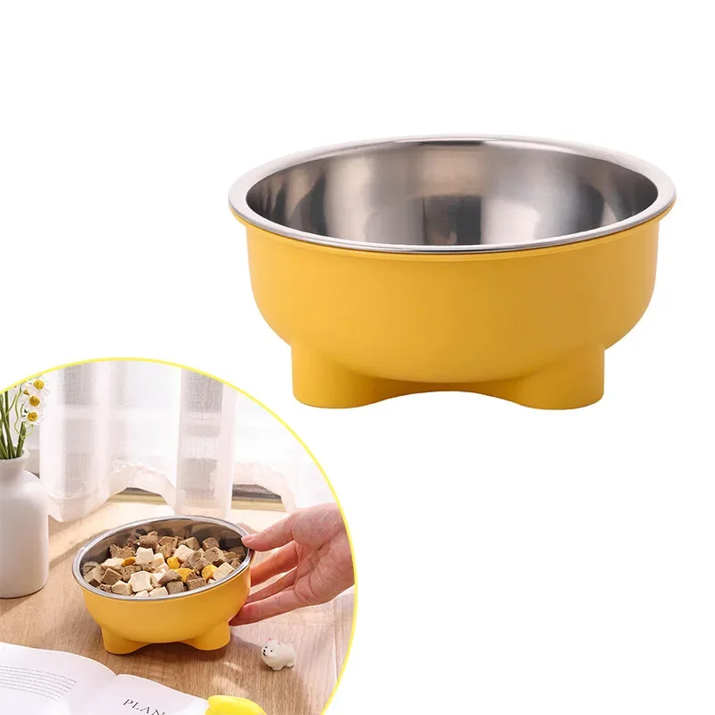 A Stainless Steel Pet Dog Bowl Anti Slip Four-Legged Solid Color Dog Bowl and Cat Bowl Easy To Clean for Indoor and Outdoor Use