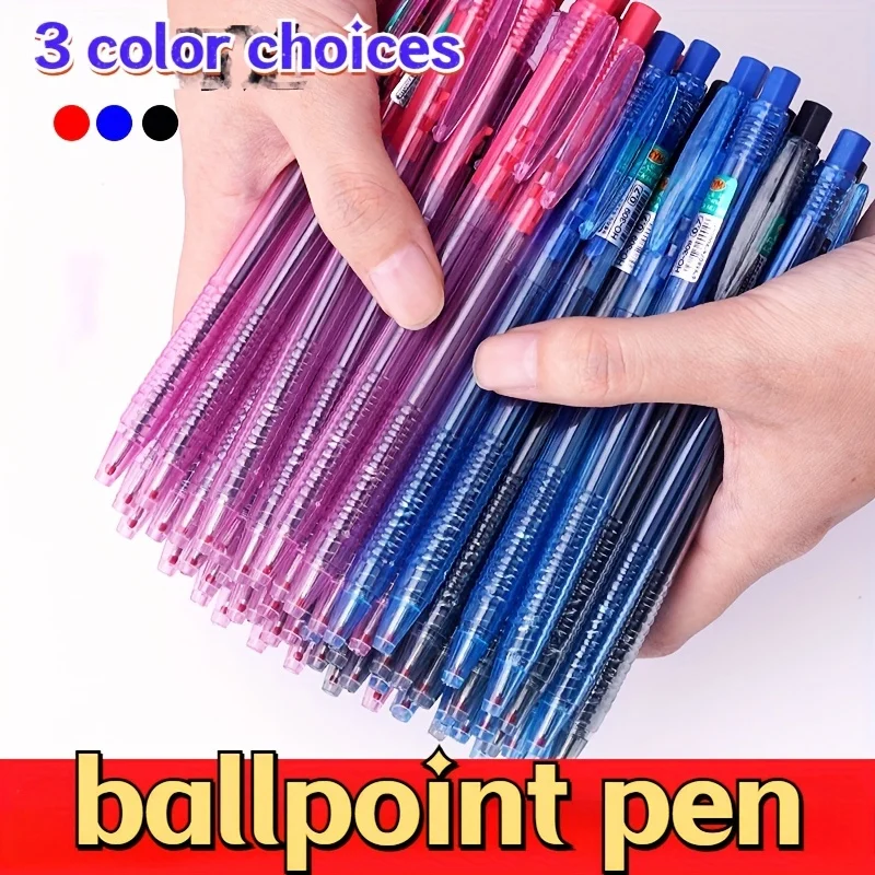 51pcs 309 Retractable Ballpoint Pens, 0.7mm Black Red Oil‑Ink Press Signature Pens for Office Study Stationery