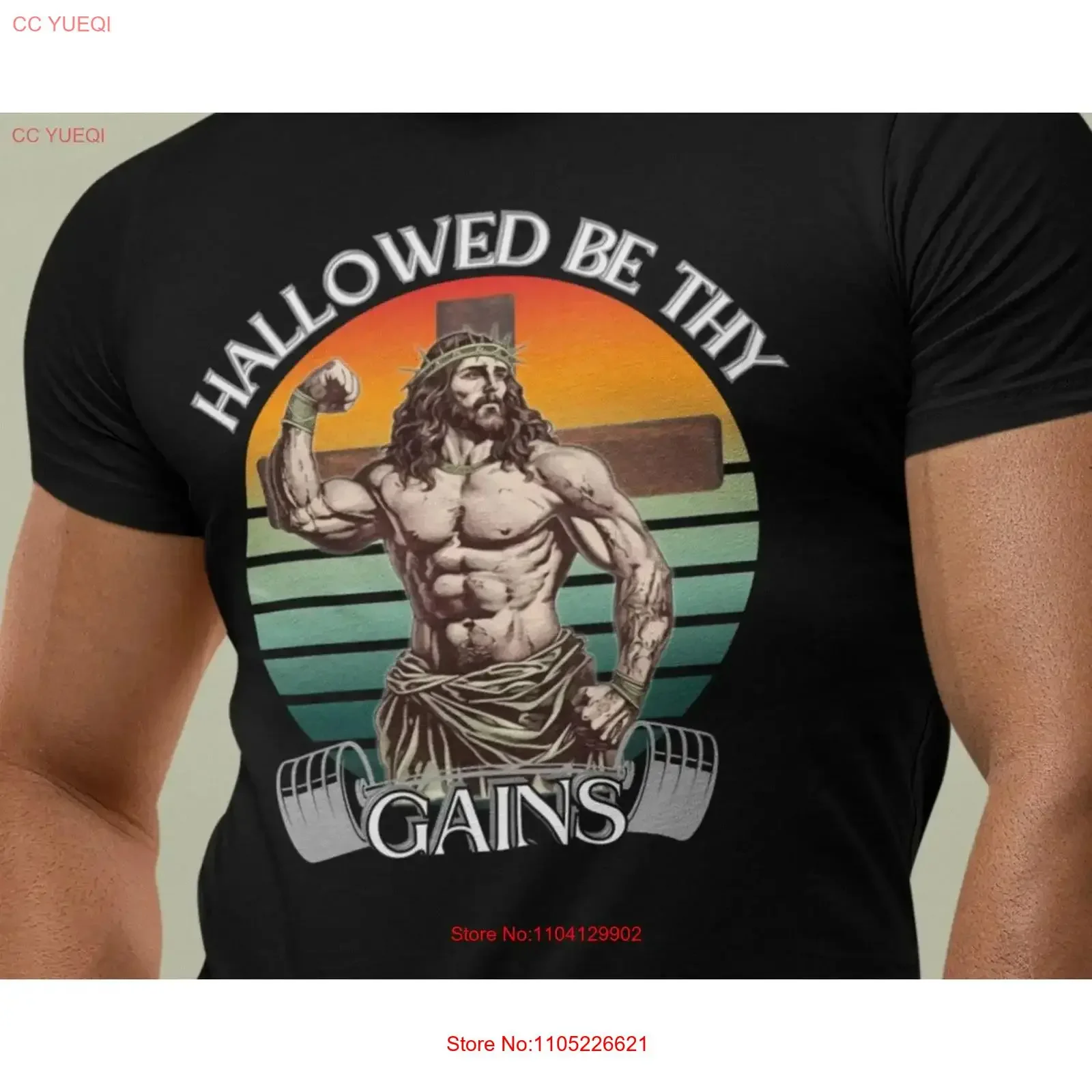 Funny Lifting T Shirt Jesus Gym Hallowed Be Thy Gains Do you even lift bro Dost Thou for Athlete vintage Washed fashion