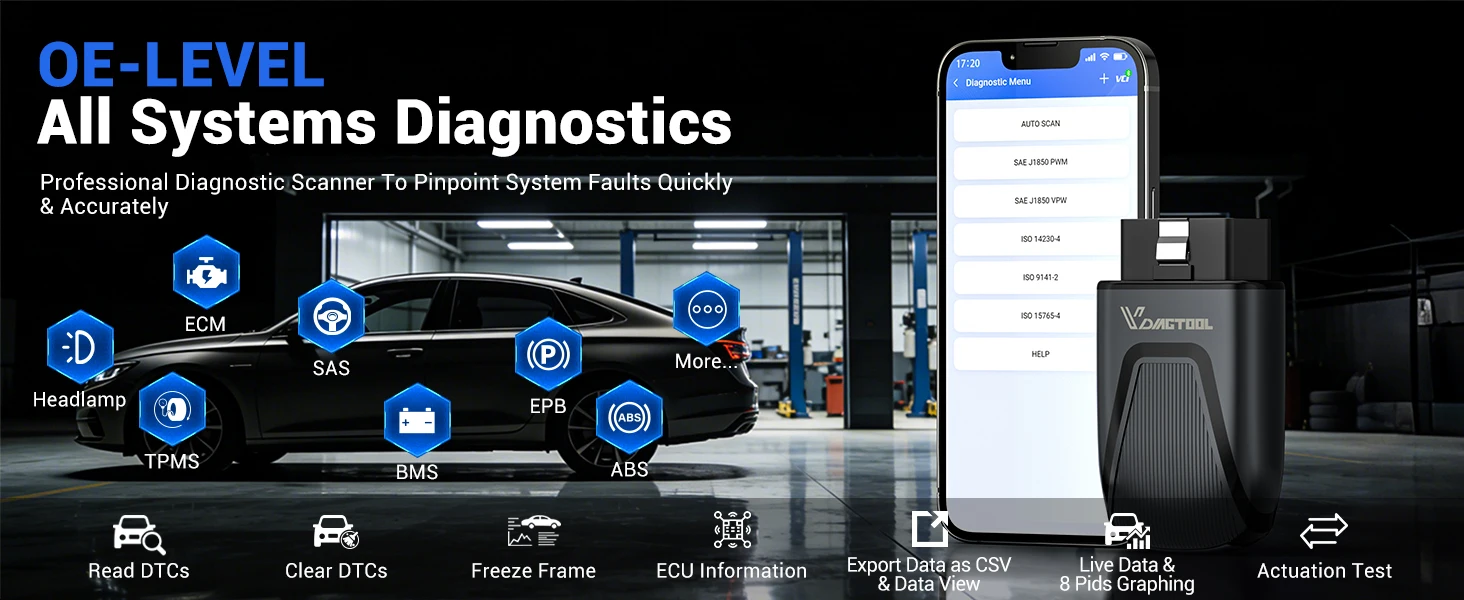 2026 VDIAGTOOL D200 Auto-Diagnosegerät Vollsystem-Diagnose 26+ Resets Bidirektionaler Test OBD2-Scanner Lebenslange Kostenlose Updates – Detail 5