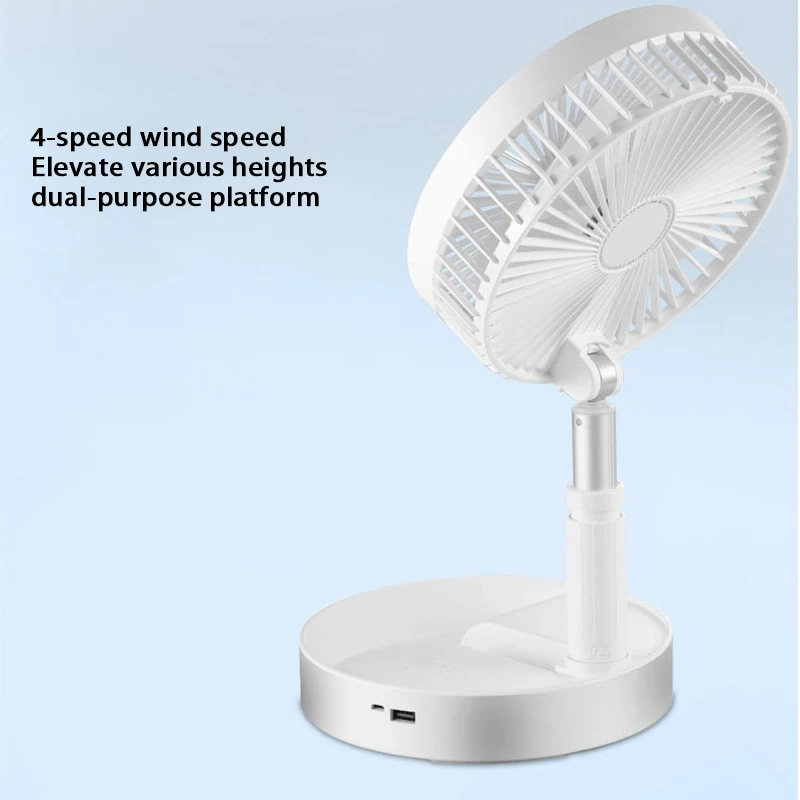 Folding Portable Platform Fan with Adjustable Height and 4 Levels of Wind Power for Versatile Use
