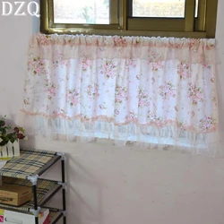 Elegant Pink Rose Lace Short Curtains Living Room Korea Pastoral Lace Tulle Flowers Half Curtains for Kitchen  #A343