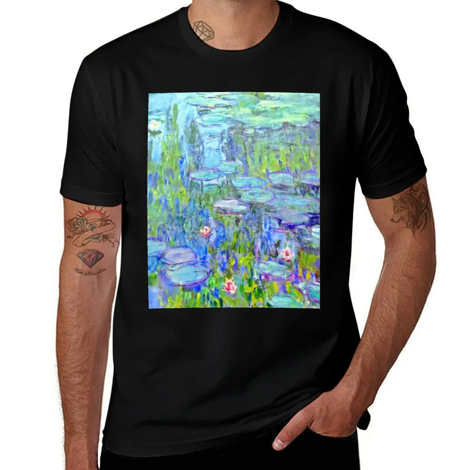 Water Lilies moneT T-Shirt Large Size Loose Casual Tee T-Shirt