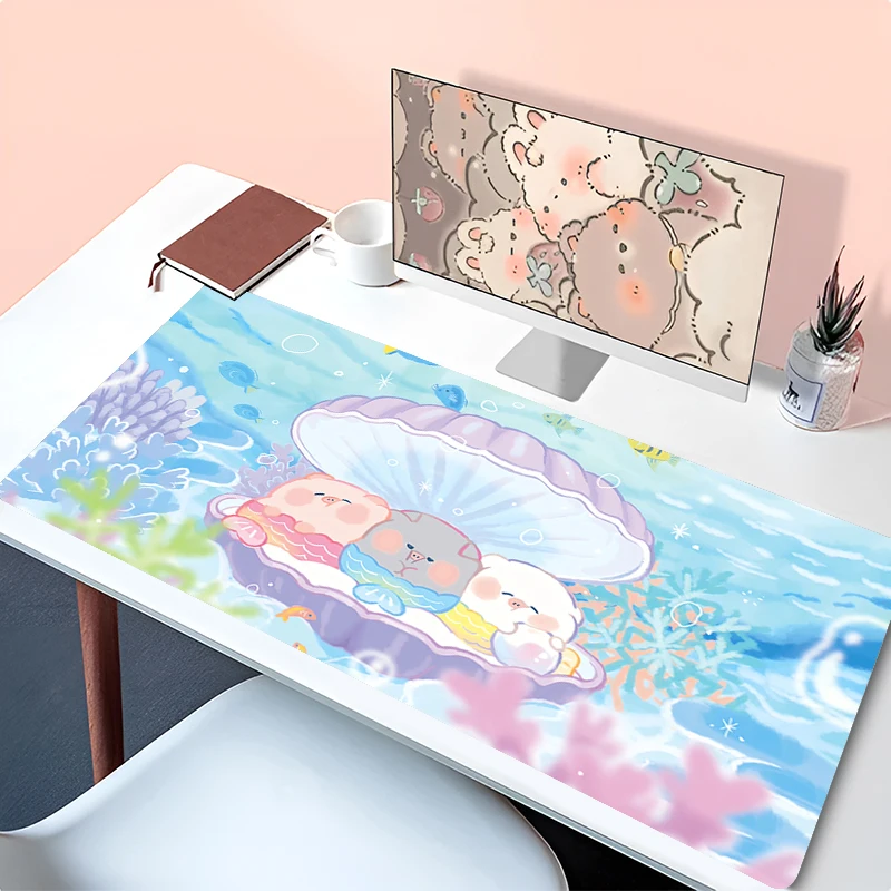 

Mouse Pad Cute Aesthetic XXL Large Kawaii Pig Shell Desk Mouse Pad Anime Computer Office Mousepad 900x400 Pink Gamer Cabinet Mat