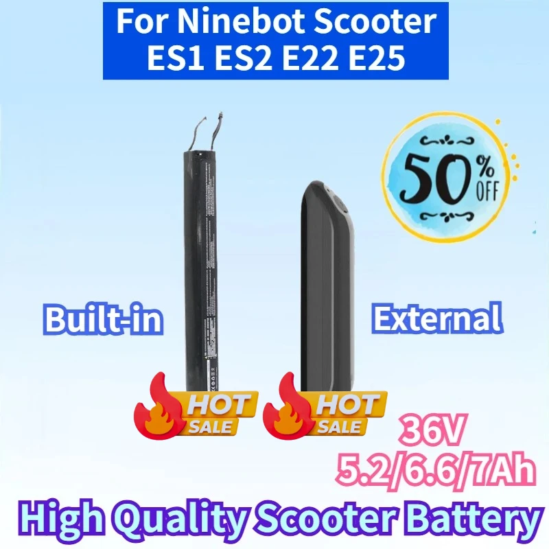 36V 5200/6600/7000mAh for Ninebot Scooter ES1 ES2 E22 E25 Intelligent Scooter Internal Battery Assembly External Lithium Battery
