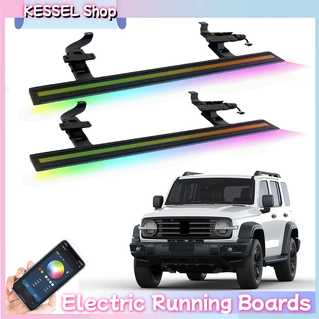 

Power Side Step with LED Light Electric Running Boards fits for GWM TANK 300 2021-2025 Deployable Retractable Steps