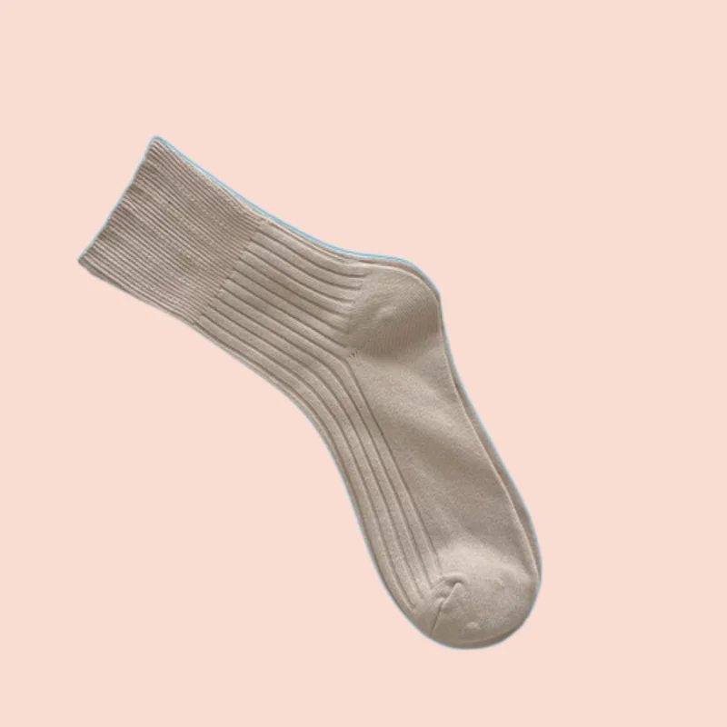 3/6 Pairs Middle Tube Socks Cotton Socks Double Needle Pure Cotton Spring and Summer Stacked Socks Women White Postpartum Socks