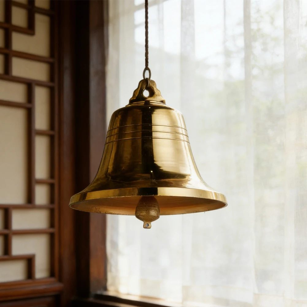 5/6/7'' Vintage Pure Copper Bell Pendants Wind Bell Hanging Decoration Crafts Wind Chimes Garden Home Decor Jingle Bells
