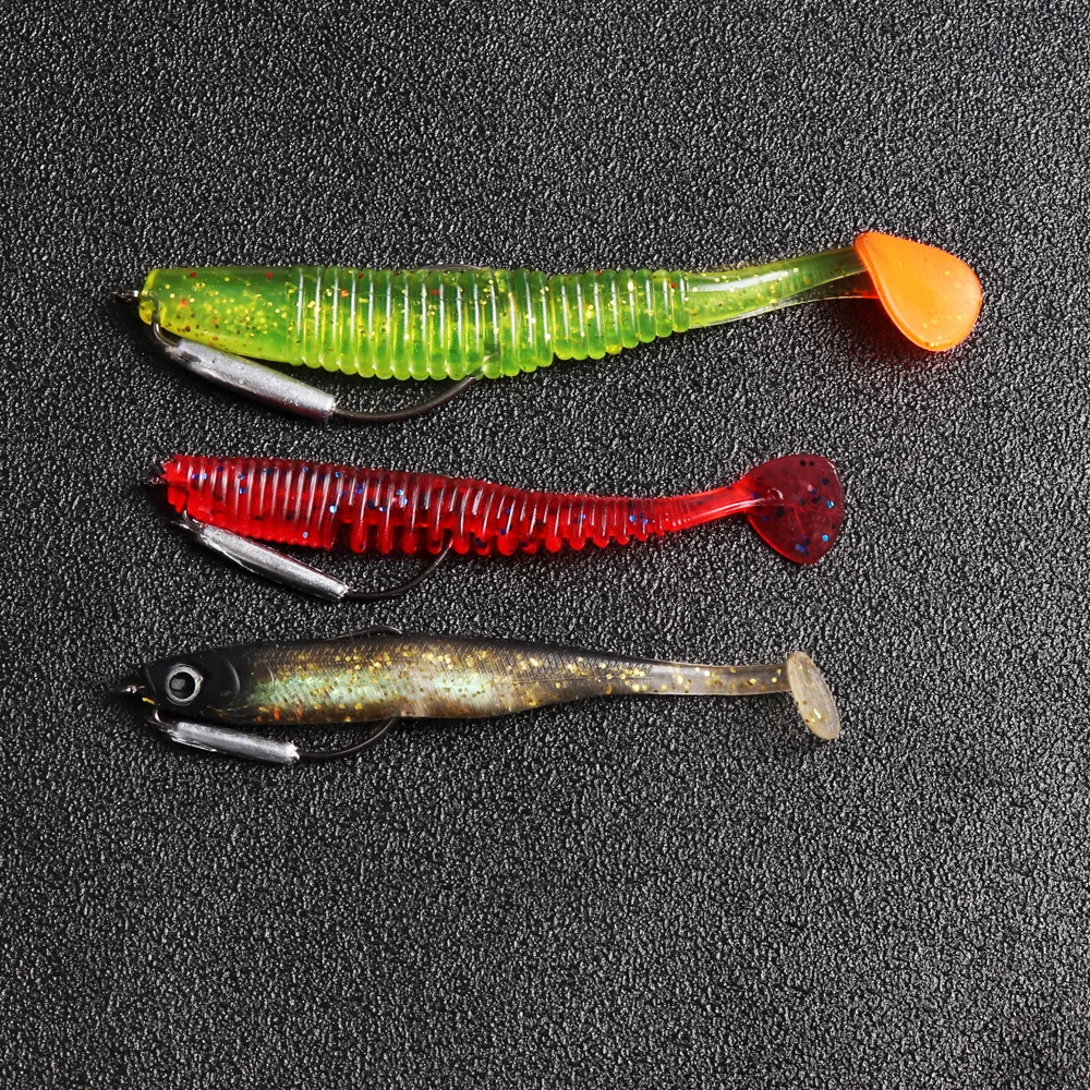 Fishing Soft Worm Hook With Lead Wide Belly Black Nickel Soft Lures Hooks Grub Texas Rig Barbed Fishhook Cylinder Lead Sinker