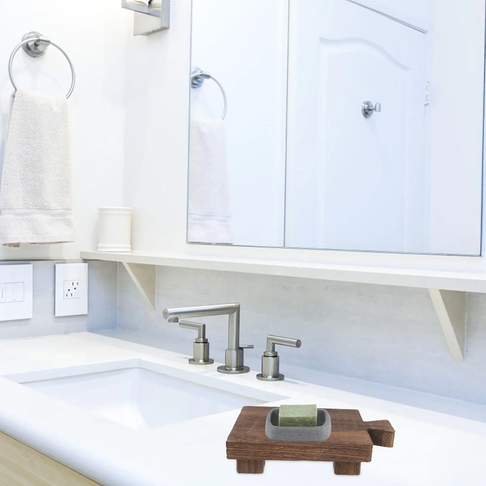 

1pcs Wooden Tray For Bathroom Wood Pedestal Farmhouse Decor Small Pedestal Wooden Display Bowl Stand Vase Stand