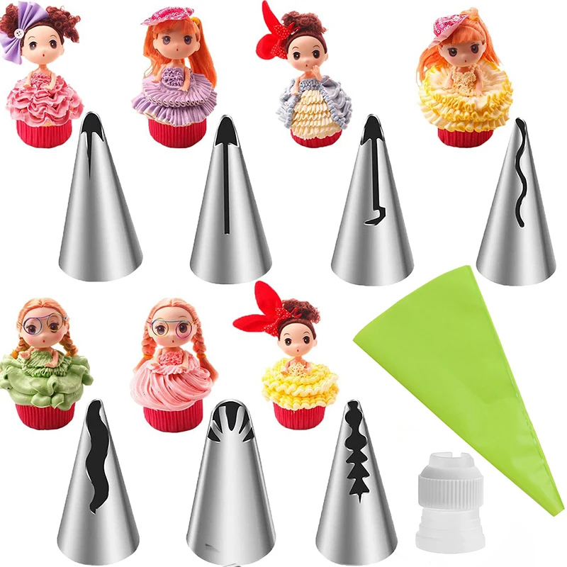 

9pcs/set Pastry Bags+Converter+7pcs Wedding Russian Nozzle Pastry Decorating Tips Cake Cupcake Decorator Tool Pastry Kitchen