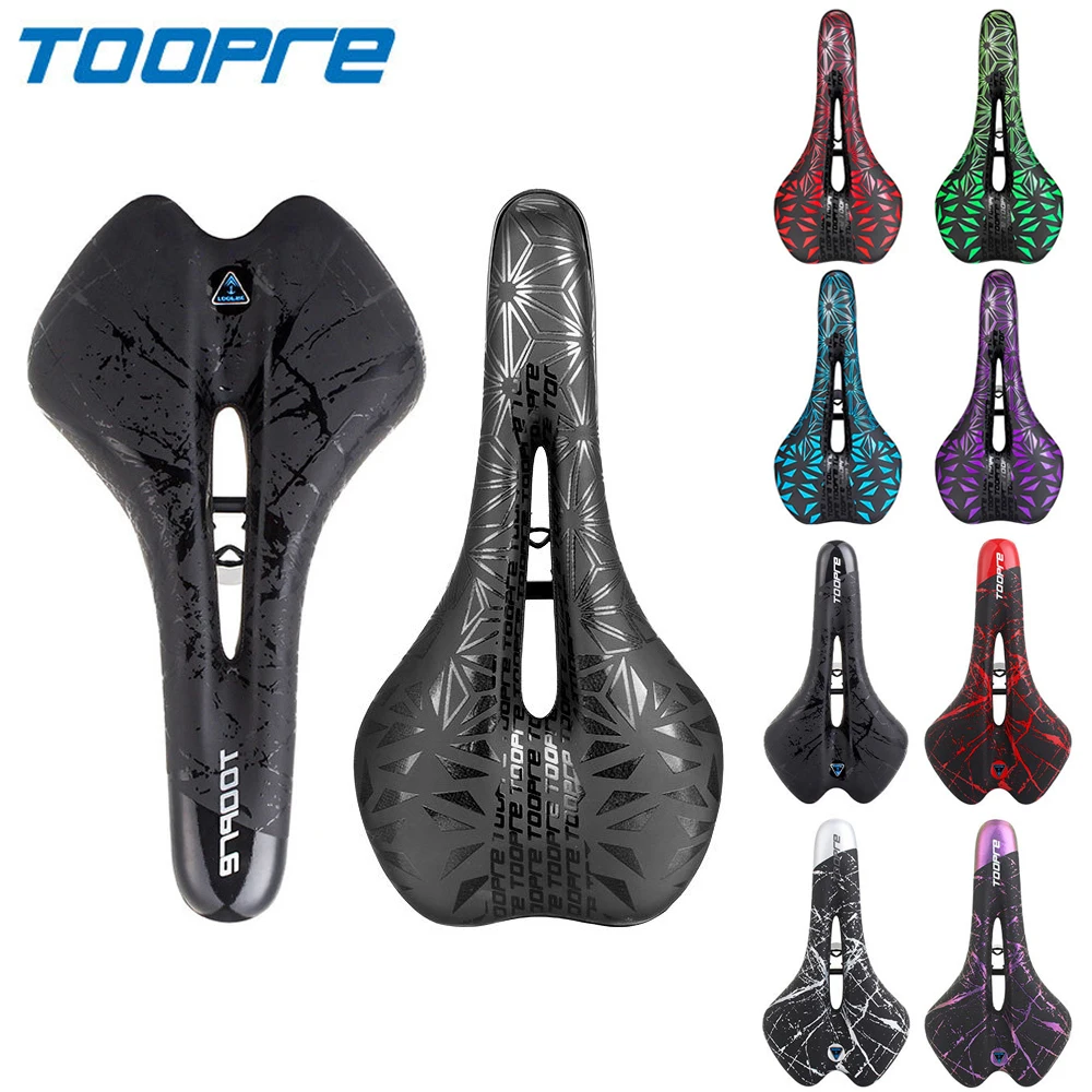 TOOPRE Bicycle Saddle MTB Mountain Road Bike Seat PU Leather Gel Filled Cycling Cushion Comfortable Shockproof Bicycle Saddle