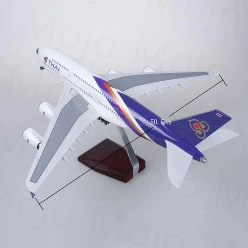1/160 스케일 47CM A380 모델 비행기 태국 항공 a380 디스플레이 스탠드 성인 소년 어린이 비행기 모델 항공기 장난감 수집