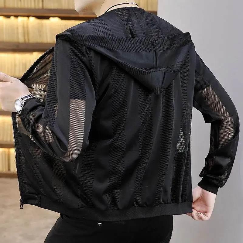 

Men's Summer Lightweight Breathable UV Protection Ice Silk Fiing Jaet Outdoor Thin Coat Long Sve Slim Fit Hooded Jaet