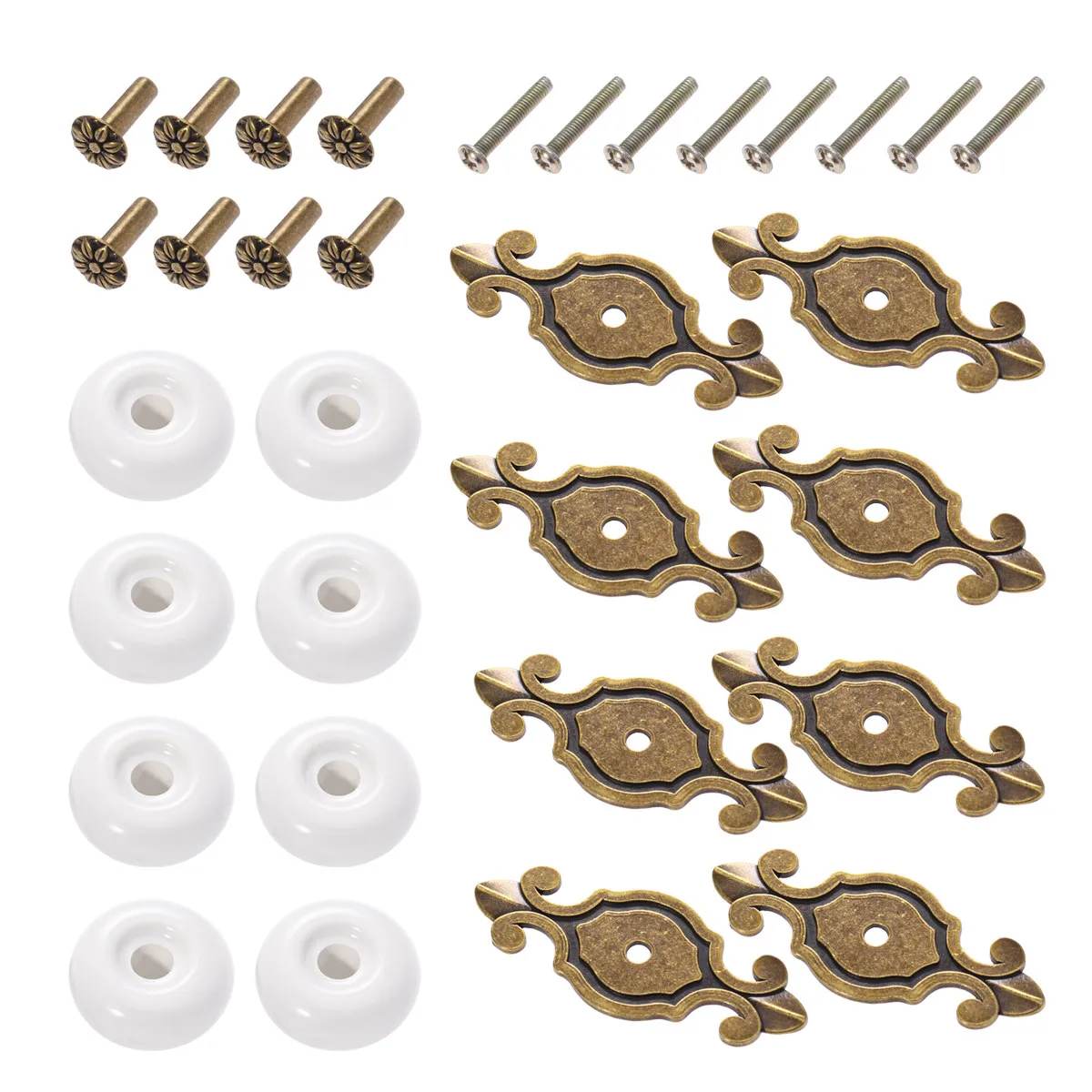 10Pcs Zinc Alloy Door Pulls Vintage Chic Furniture Knobs for Dresser Cabinet Cupboard Closet Bedroom Living Room Easy Install