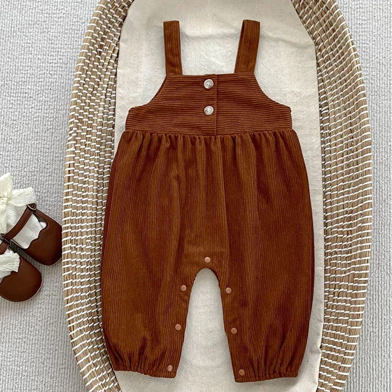 2024 New Autumn Infant Baby Girls Clothing Suit Long Sleeved Cotton Cardigan Shirt+Corduroy Jumpsuit Children Clothes Set