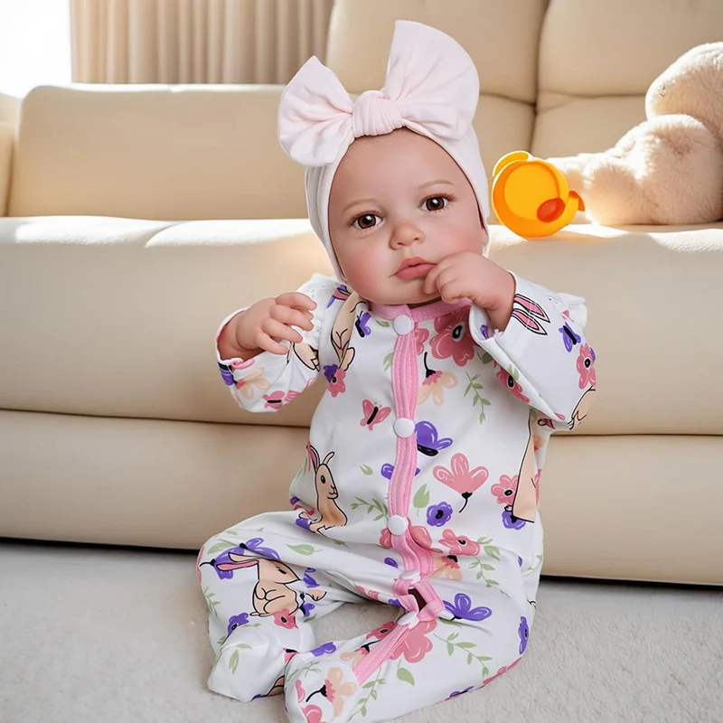 

48cm Full Vinyl Body Painted Hair Loulou Lifelike Cuddly Baby Multiple Layers Painting 3D Skin with Visible Veins