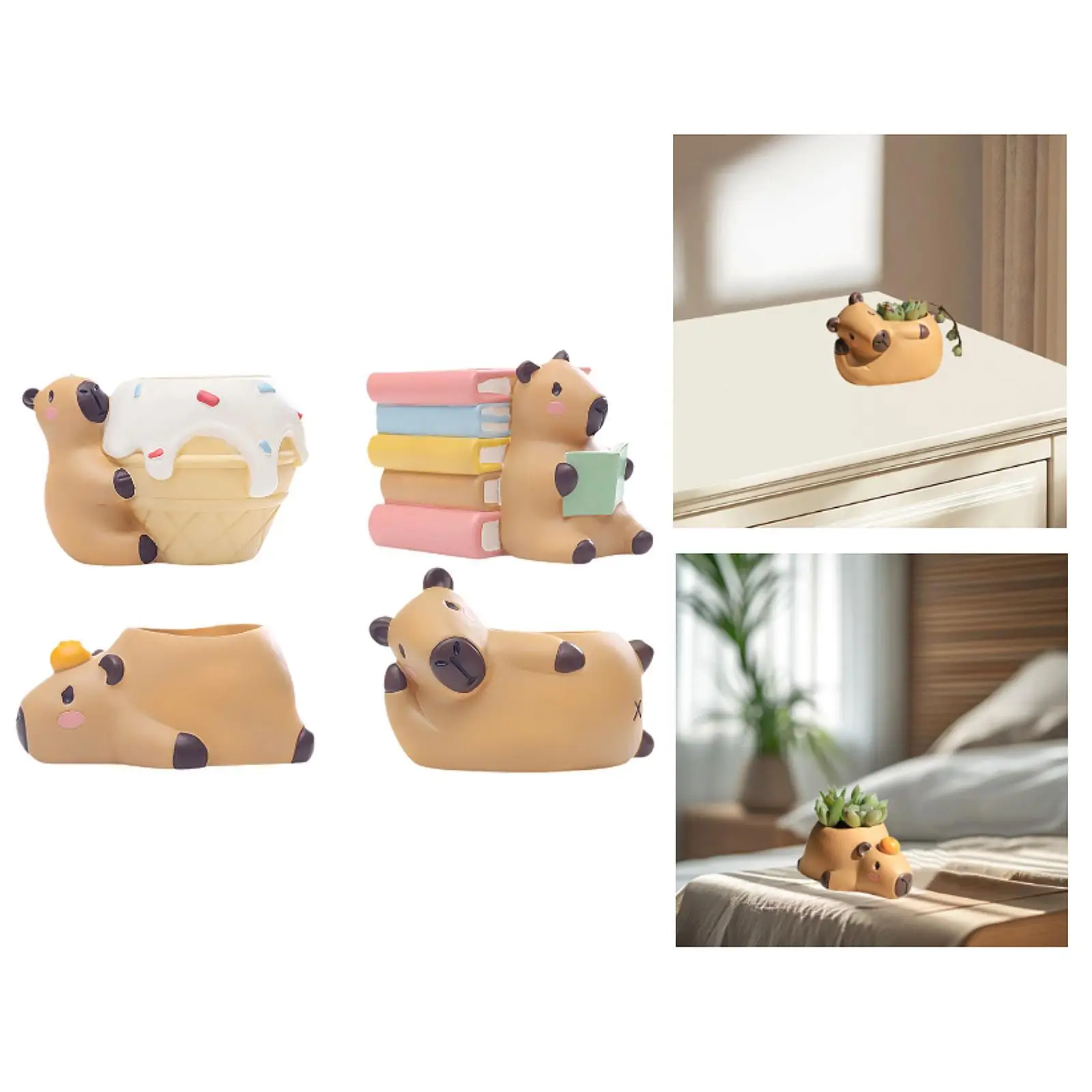 

Small Capybara Flower Pot Desktop Decor Unique Bonsai Resin Flower Planter
